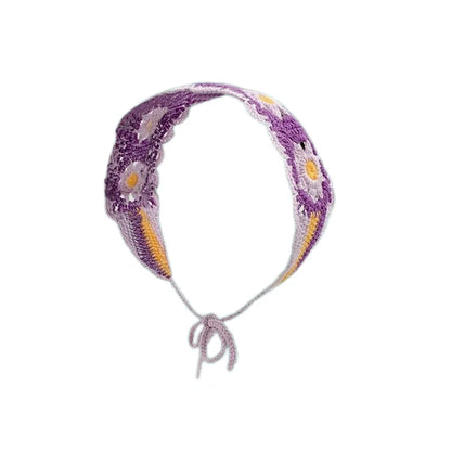 Cartoon Crochet Mushroom Hair Bands Vintage Fashion Hair Scarf For Women Flower Knit Holiday Headband Headwrap Hair Accessories