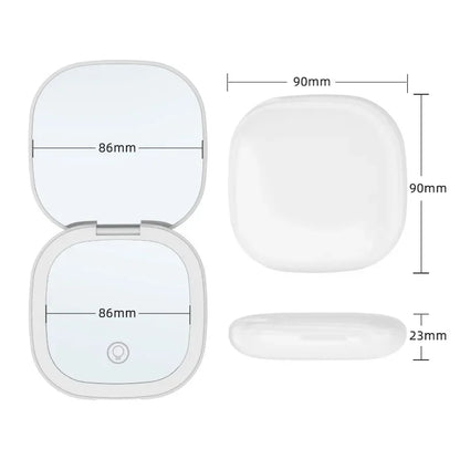 Compact Small Mini Gift Vanity Table Folding Led Lights Portable Hand Held Pocket Makeup Mirror 2X magnifying