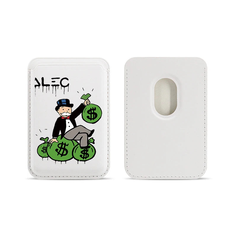 Upgrade Magnetic White PU Leather Wallet Case For MagSafe iPhone13 14 12 11 Luxury Dollar MonopolyS Card Bag Holder Cover Off