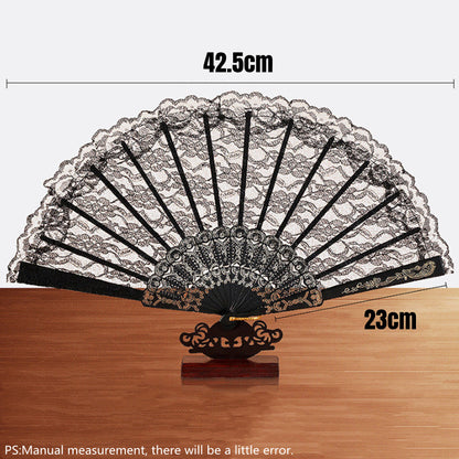 Retro Sexy Lace Fan Summer Dance Performance Photography Photo Props Portable Folding Hand Fan Decorative Fan Chinese Dance Fan