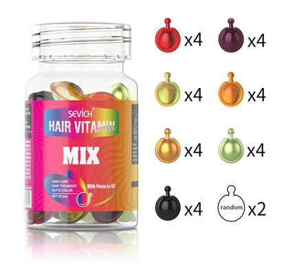 30Pcs Anti Hair Loss Hair Vitamin Capsule Oil Keratin Complex Oil Smooth Silky Hair Serum Hair Mask Repair Frizz Damaged Sevich