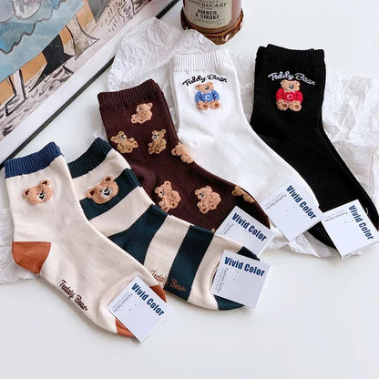 Good Quality Cartoon Elegant Lady Bear Women's  Cute Socks Cotton Harajuku Style Woman Novelty Breathable Sox Christmas Gifts