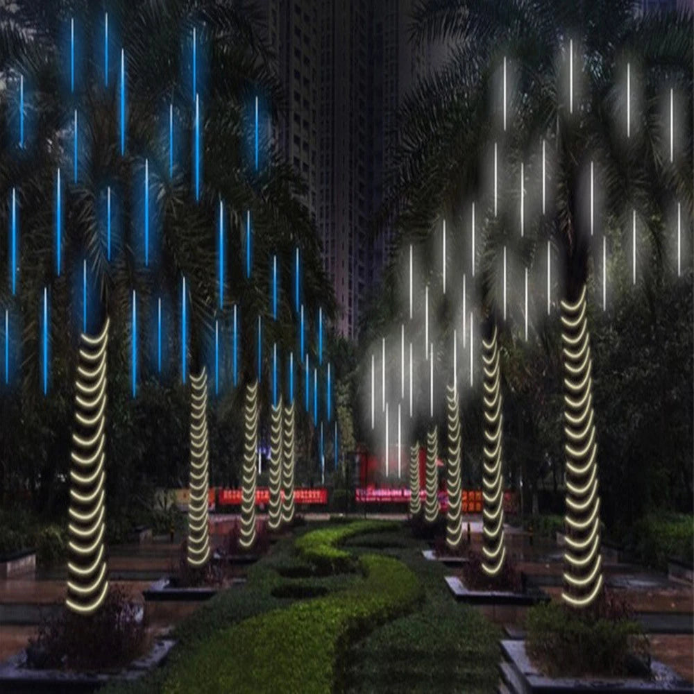 Outdoor  Meteor Shower Christmas Lights 10 Tubes 192 Led Hanging String Lights for Garden Tree Holiday Party Decoation Lamp