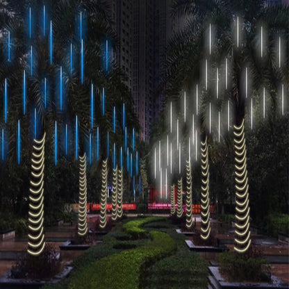 Outdoor  Meteor Shower Christmas Lights 10 Tubes 192 Led Hanging String Lights for Garden Tree Holiday Party Decoation Lamp