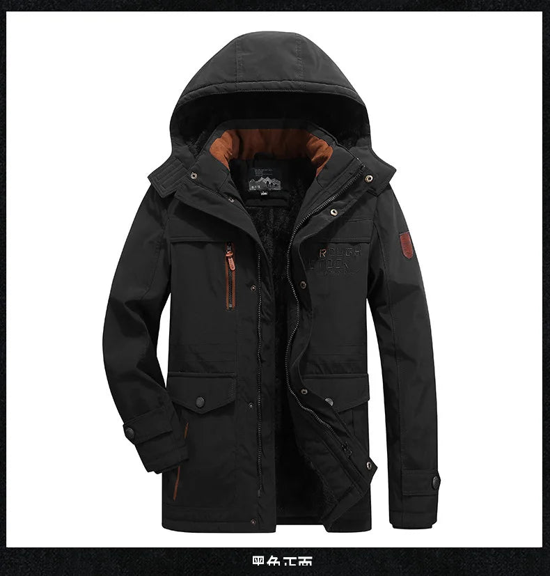 Mens Padded Clothes Velvet Thickened Winter Loose Casual Middle-aged Multi-bag Padded Jackets Cold-resistant Padded Clothes