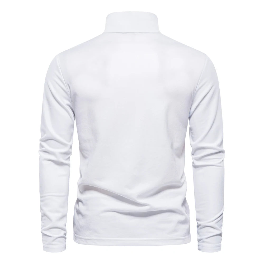 AIOPESON Deer Embroidery Men's Polo Shirts Solid Color Long Sleeve Polo Shirts for Men New Spring Social Business Polos Male