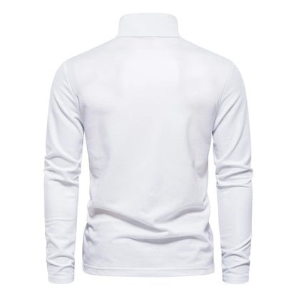 AIOPESON Deer Embroidery Men's Polo Shirts Solid Color Long Sleeve Polo Shirts for Men New Spring Social Business Polos Male