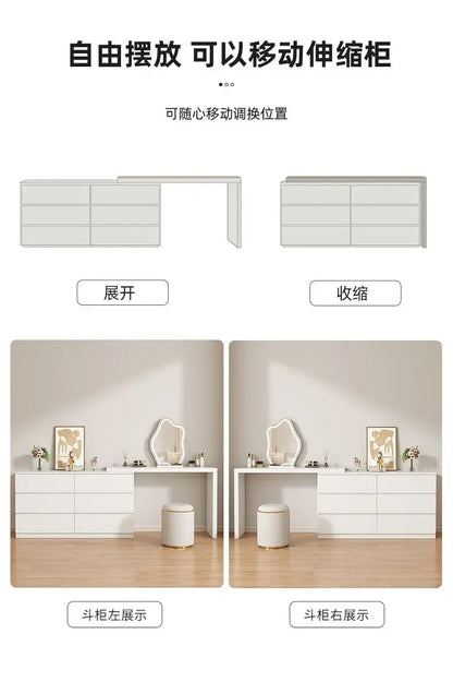 Luxury Dressing Table Drawer White Makeup Mirror Corner Desk Dresser Table Cabinet Organizers Storage Penteadeira Home Furniture