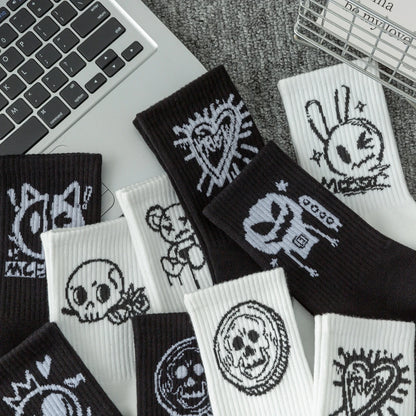 Multipack Men's Crew Socks, Graffiti Goblin, Ghost Face, Clown, Pumpkin Designs, Halloween Gift Recommendation