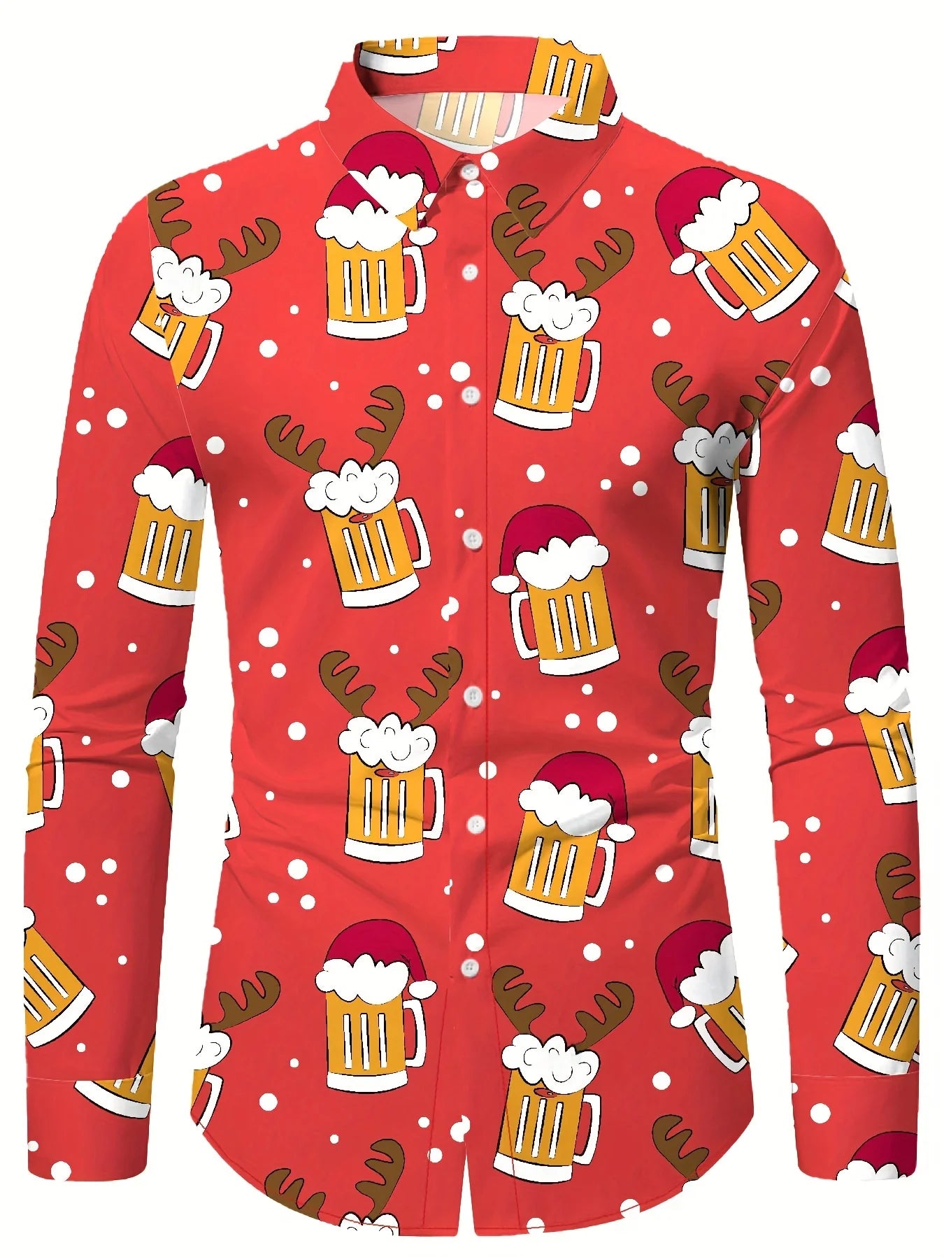 Christmas Festival Theme Men's 3D Printed Formal Shirts Christmas Tree Santa Claus Graphic Long Sleeve Shirt Fashion Men's Shirt