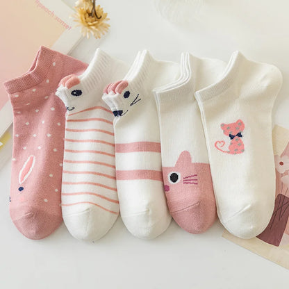 5 Pairs Lolita Japanese Woman Cute White Short Socks Set Girl Spring Summer Sweet Ruffle Lovely Cotton Socks For Women