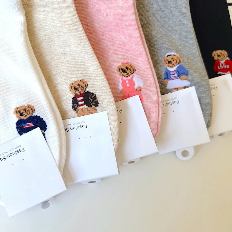 Good Quality Cartoon Elegant Lady Bear Women's  Cute Socks Cotton Harajuku Style Woman Novelty Breathable Sox Christmas Gifts