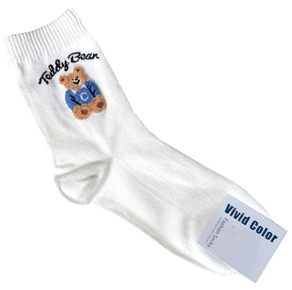 Good Quality Cartoon Elegant Lady Bear Women's  Cute Socks Cotton Harajuku Style Woman Novelty Breathable Sox Christmas Gifts