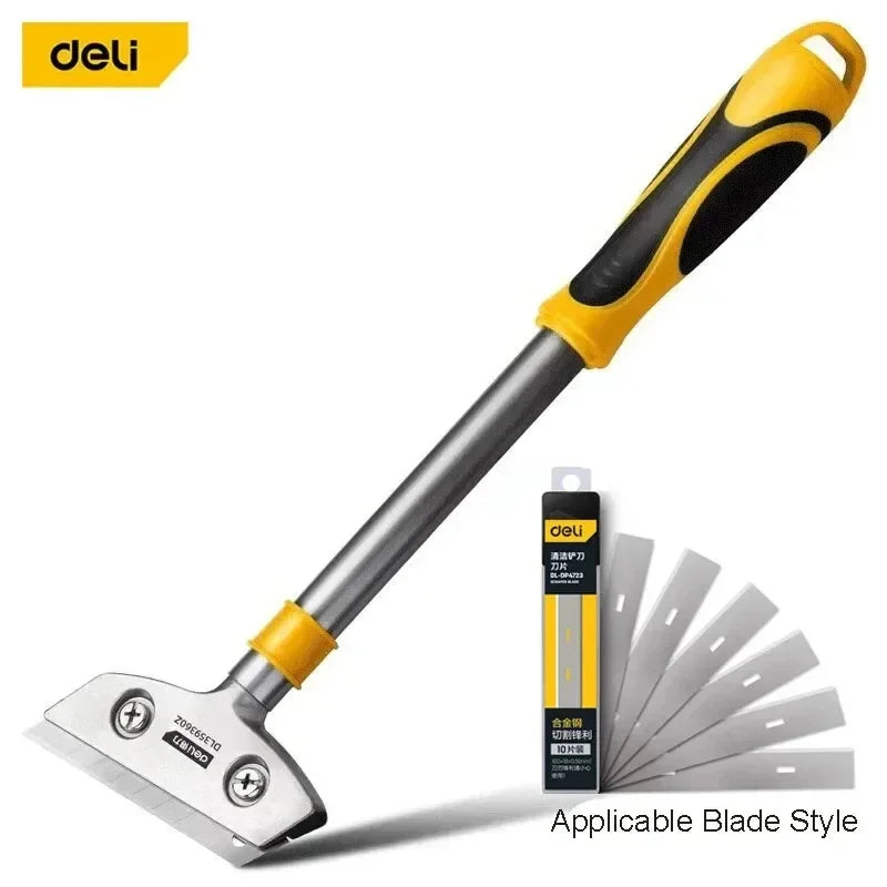 Deli Portable Cleaning Knife Cleaning Shovel Cutter Glass Floor Tiles Scraper Blade Seam Removal Household Kitchen Hand Tool