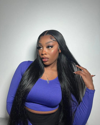 300% High Density 40 46 Inch Bone Straight 13x6 HD Lace Front Wigs Human Hair Brazilian 13x4 360 Full Lace Frontal Wig Pre Pluck