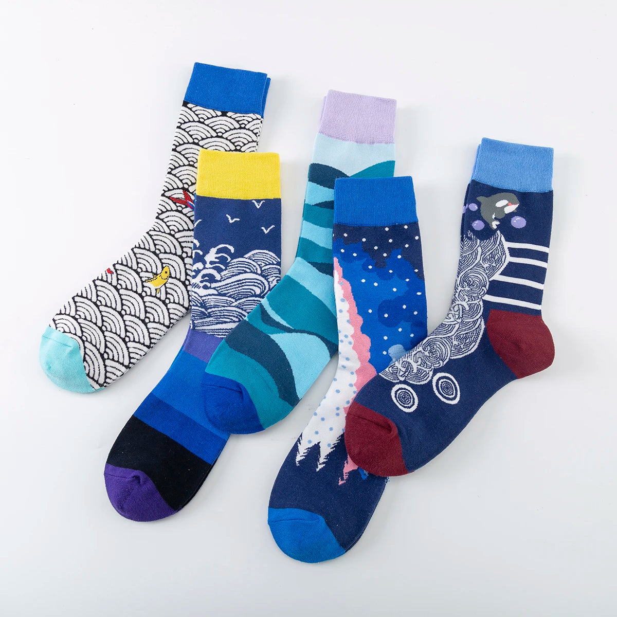 5-6 Pairs New High Quality Combed Cotton Men Socks Women Happy Fashion Novelty Skateboard Crew Casual Funny Socks for Men