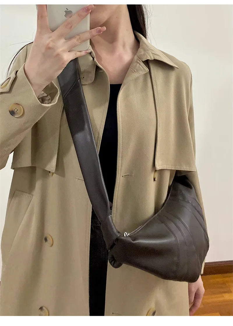 Luxury Brand Lambskin Croissant Bag Genuine Leather Croissant Bag Trendy Must-have Shoulder Crossbody Bag Couple Style