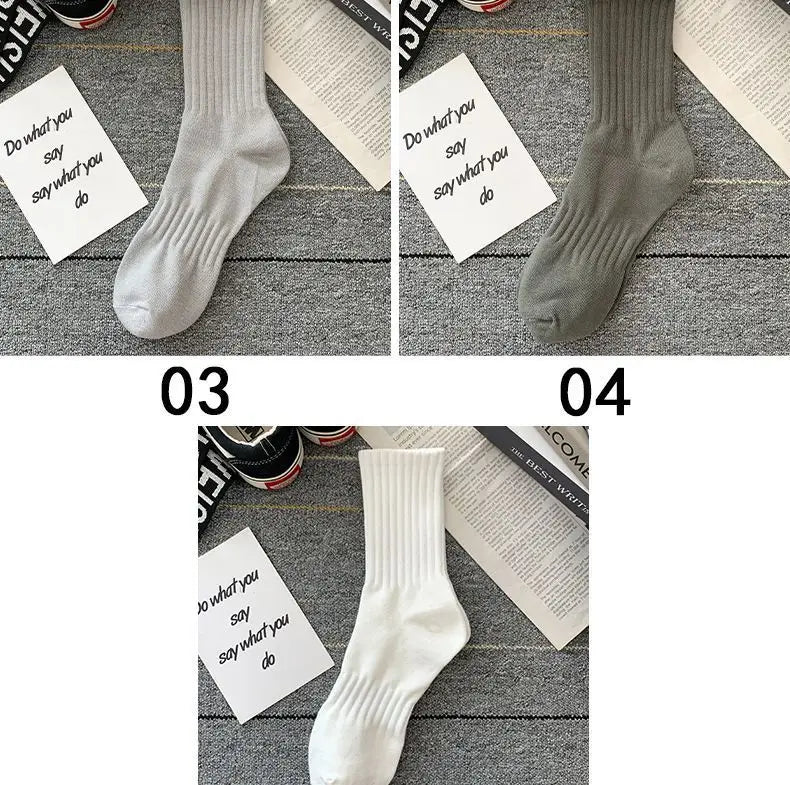 New 5 Pairs Cool Men Black White Warm Socks Set Autumn Winter Male Solid Color Sport Short Socks For Men Dropshipping
