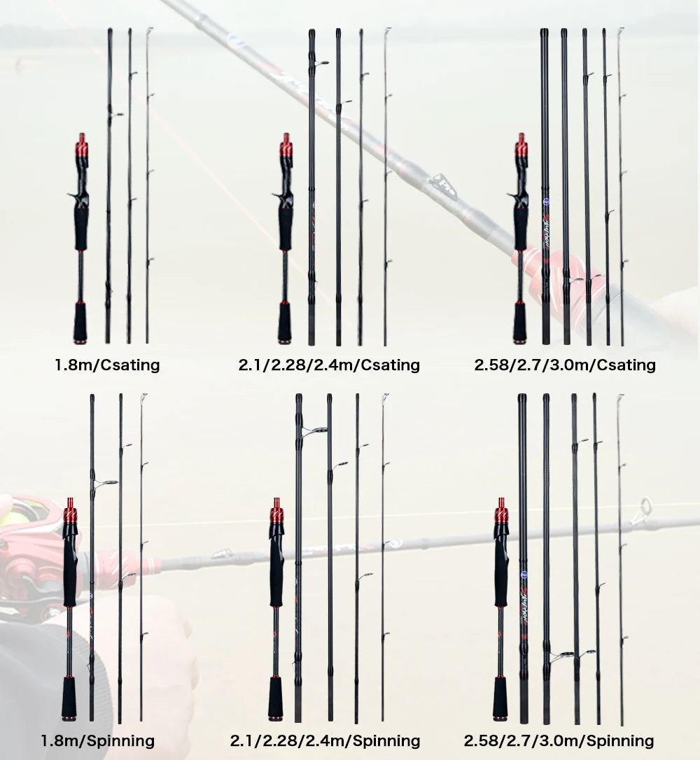 BIUTIFU Spinning Casting Fuji Lure Mini Traveller Rock Fishing Rod 3.0/2.4/2.1/1.8m T800Carbon Baitcasting Ultralight Fast 5-42g