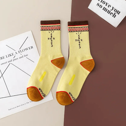 Mid Tube Cotton Socks for Sports Skateboarding with Unique Ghost Face Role-playing Design colour socks