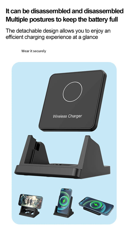 30W Wireless Charger Pad Stand Desktop Ultra-thin Mobile Phone Fast Charging Dock Station For iPhone 15 14 13 12 Samsung Xiaomi