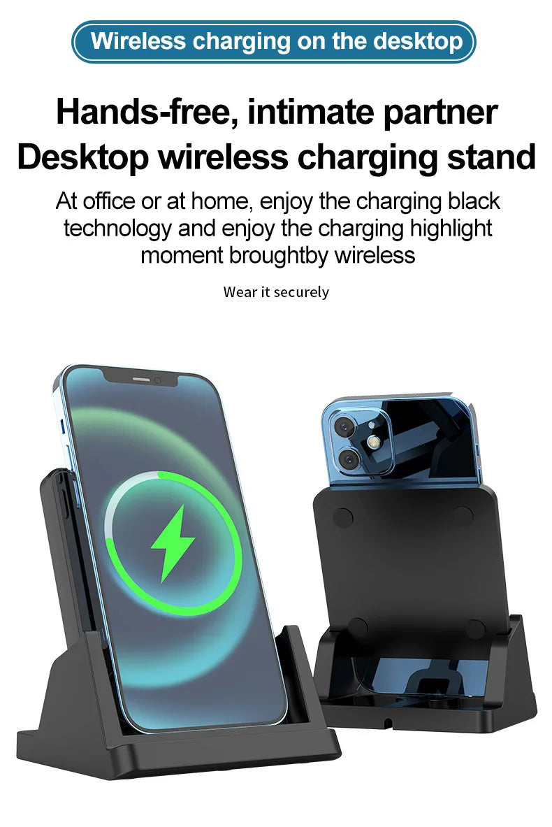 30W Wireless Charger Pad Stand Desktop Ultra-thin Mobile Phone Fast Charging Dock Station For iPhone 15 14 13 12 Samsung Xiaomi