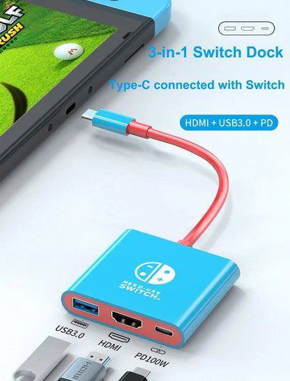 Switch Dock 4K HDMl UsB 3.0 Hub Adapter UsB c splitter TV Portable Docking station for Nintendo Laptops PciPad MacBook Air Pro