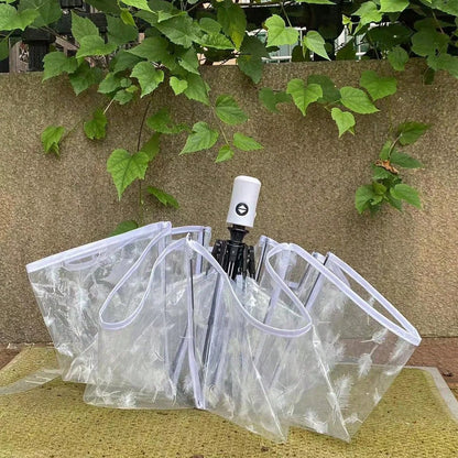 1Pc-Korean Transparent Umbrella Folding Automatic Open and Close Umbrella Mori Three-Fold Student Sunny Umbrella