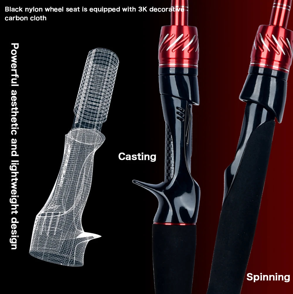 BIUTIFU Spinning Casting Fuji Lure Mini Traveller Rock Fishing Rod 3.0/2.4/2.1/1.8m T800Carbon Baitcasting Ultralight Fast 5-42g