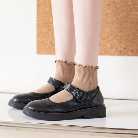 Socks For Women Cute New Summer Japanese Style Breathable Girls Short Socks Kawaii Solid Color Frilly Ruffle Socks Casual Sweet