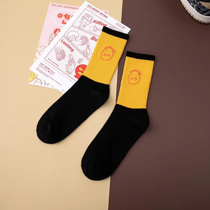 Mid Tube Cotton Socks for Sports Skateboarding with Unique Ghost Face Role-playing Design colour socks