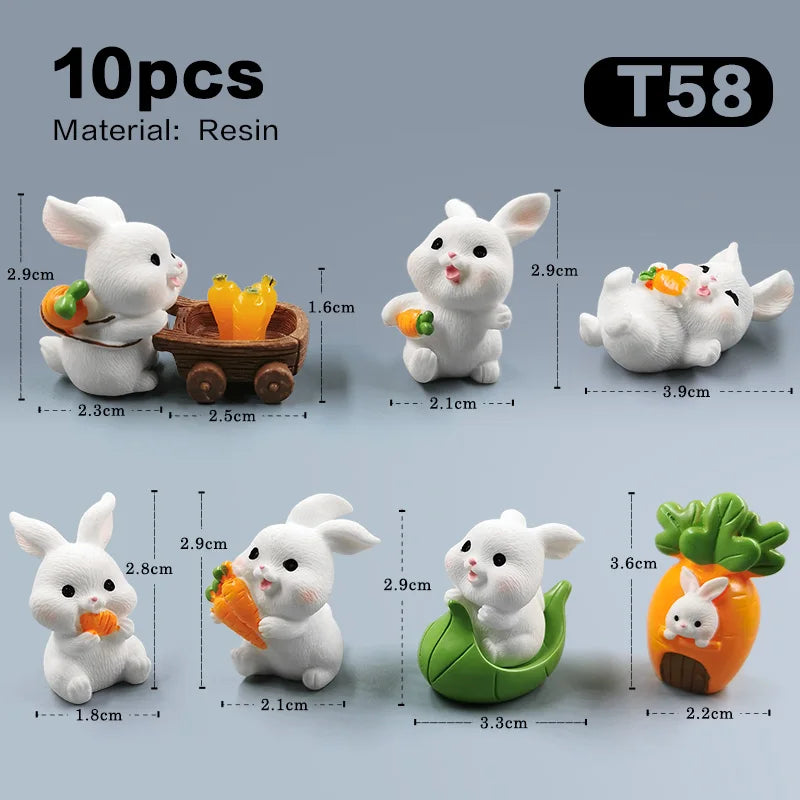 2025 Hot Easter Cute Rabbit Figurine Diy Landscape Home Kawaii Room Decor Miniature Fairy Garden Decoration Accessories Modern
