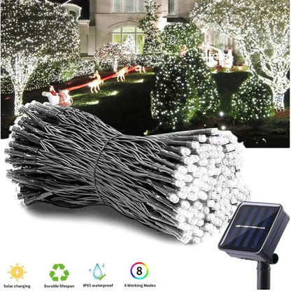 Solar LED String Lights Waterproof with 8 Lighting Modes Twinkling Solar Powered Fairy Lights for Outdoor Christmas Decoration