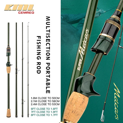 CEMREO Travel Rod Spinning Casting Carbon Fishing Rod 1.8m/2.1m/2.4m Portable Fishing Rod Good Quality Fishing Tackle MACARS