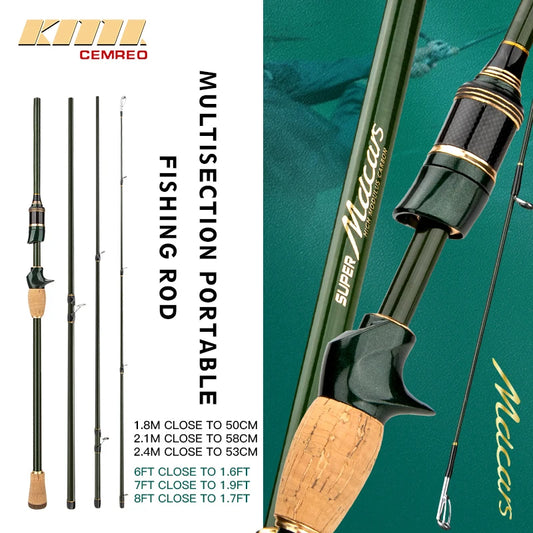 CEMREO Travel Rod Spinning Casting Carbon Fishing Rod 1.8m/2.1m/2.4m Portable Fishing Rod Good Quality Fishing Tackle MACARS