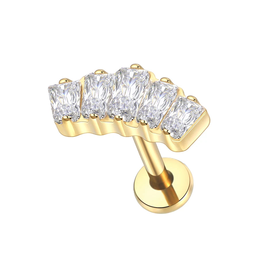 1pcs Titanium Piercing Cross Flower Stud Earring Internally Threaded Cubic Zircon Tragus Helix Piercing Body Jewelry