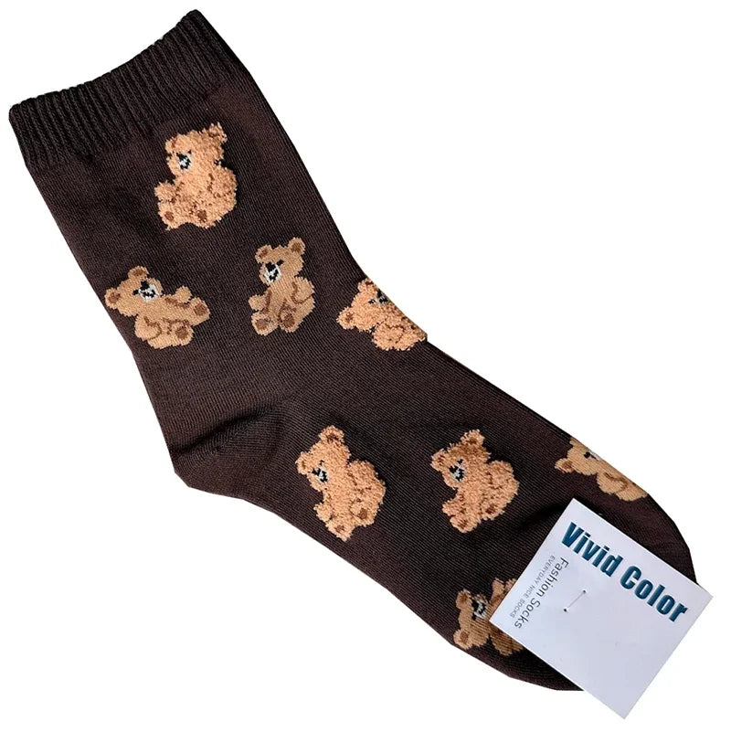 Good Quality Cartoon Elegant Lady Bear Women's  Cute Socks Cotton Harajuku Style Woman Novelty Breathable Sox Christmas Gifts