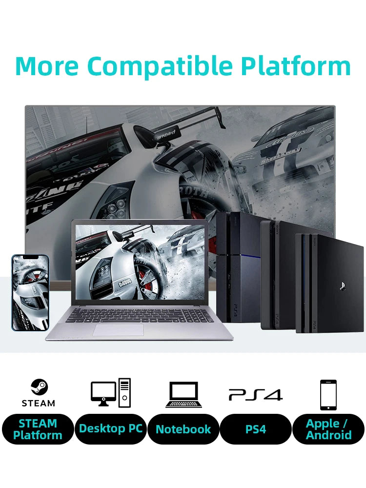 Bluetooth-Compatible Game Controller for PS4/Slim/Pro Wireless Gamepad For PC Dual Vibration Joystick For IOS/Android