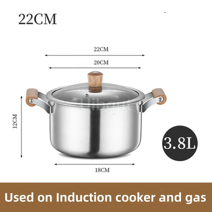Stainless Steel pot Double Bottom Soup Pot Nonmagnetic Cooking Multi purpose Cookware Non stick Pan Gas cooker used pot hot pot