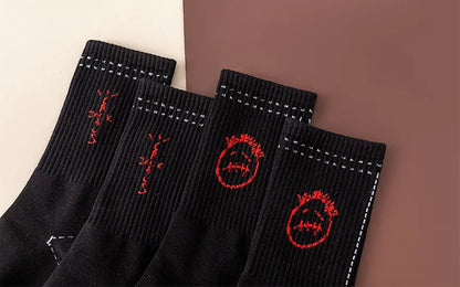 Mid Tube Cotton Socks for Sports Skateboarding with Unique Ghost Face Role-playing Design colour socks