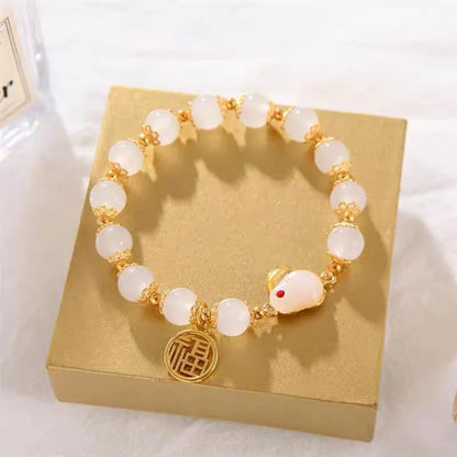 1pc Huan Beauty Jade Rabbit Bracelet Girl Rich Rabbit Small Rabbit Niche Design High Appearance Level Bracelet Gift-S070