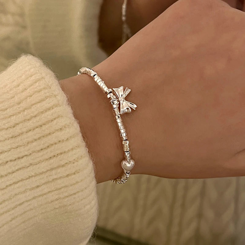 VENTFILLE 925 Sterling Silver Diamond-Studded Butterfly Bracelet Women's Fashion Temperament Flower Adjustable Bracelet