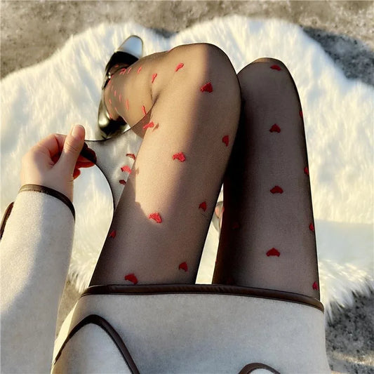 1 Pair Sexy Women Pantyhose Tights Seamless Sexy Lace Mesh Fishnet Pantyhose Summer Nylon Heart Tight Stocking Female Hosiery