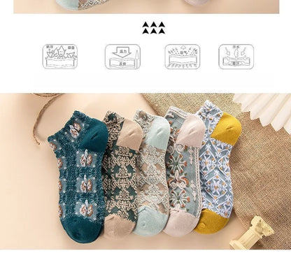 5 Pairs Lolita Japanese Woman Cute White Short Socks Set Girl Spring Summer Sweet Ruffle Lovely Cotton Socks For Women