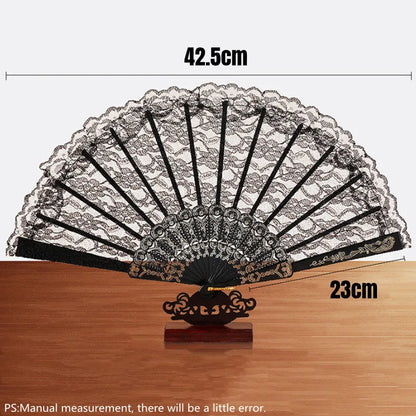 Retro Sexy Lace Fan Summer Dance Performance Photography Photo Props Portable Folding Hand Fan Decorative Fan Chinese Dance Fan
