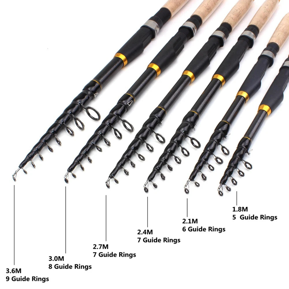 Ultrashort Telescopic Fishing Rod Multifunction Spinning Rod Carbon Fishing Fish Pole Durable Anti Slip Fishing Rod Fishing Tool