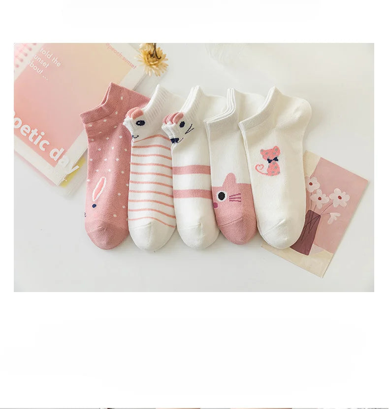 5 Pairs Lolita Japanese Woman Cute White Short Socks Set Girl Spring Summer Sweet Ruffle Lovely Cotton Socks For Women