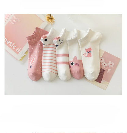 5 Pairs Lolita Japanese Woman Cute White Short Socks Set Girl Spring Summer Sweet Ruffle Lovely Cotton Socks For Women