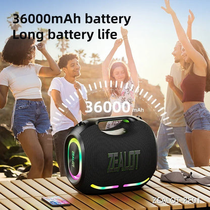 ZEALOT-ZE01 120W Big Power Wireless TWS Subwoofer Bluetooth Speaker High Volume Waterproof Portable Mobile Power HIFI Sound Qual
