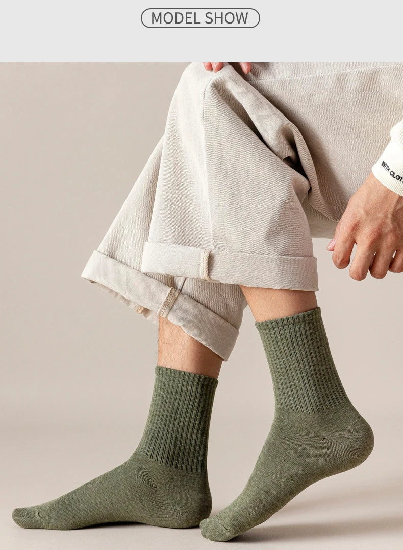 HSS 95% Combed Cotton Socks Men Business Dress Long Socks Casual Solid Color Spring Summer Black White Unisex Socks Comfortable